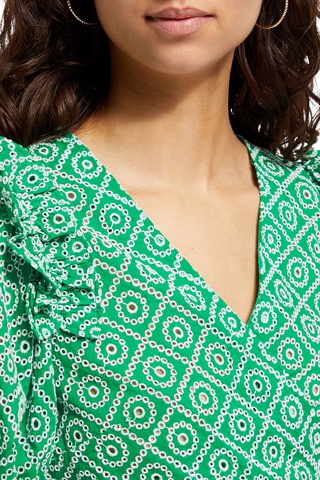 WRAP TOP WITH BRODERIE ANGLAISE GREEN BRODERIE ANGLAISE 6