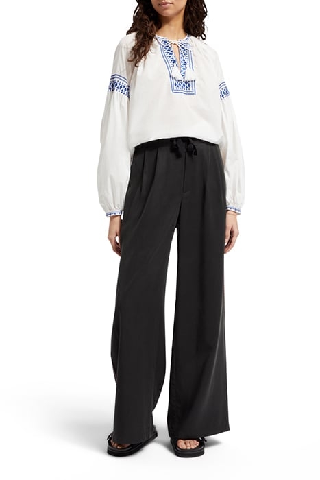 BALLOON SLEEVE TOP WITH TAPE DETAIL WHITE 3