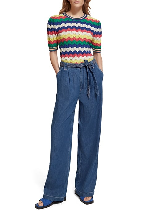 SUMMERY PANT WITH BELT - WASHED INDIGO WASHED INDIGO 3