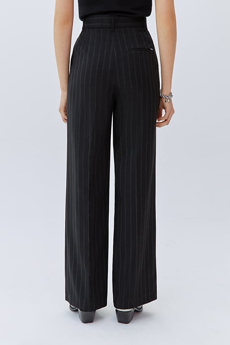 BLACK HIGH-WAIST WIDE-LEG PINSTRIPE TROUSERS 2