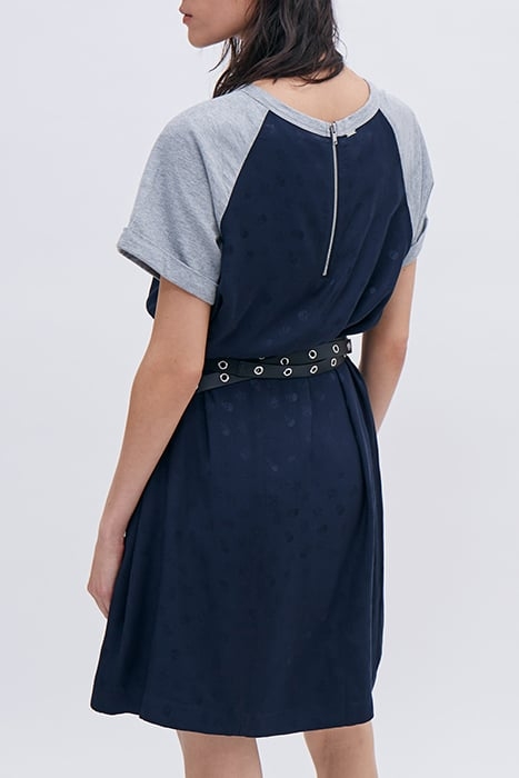 NAVY T-SHIRT DRESS WITH GREY SLEEVES 2