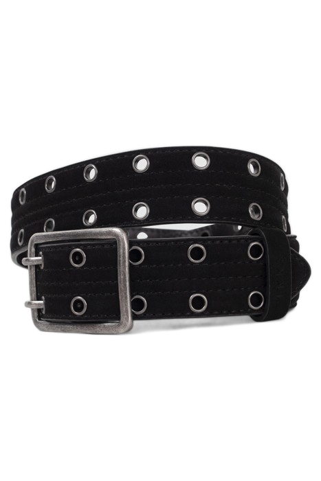 BLACK QUILTED SUEDE BELT WITH EYELETS 3