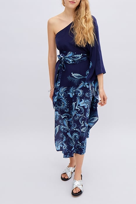 IKKS X GIGEEZ BLUE PAISLEY MOTIF ASYMMETRIC DRESS 4