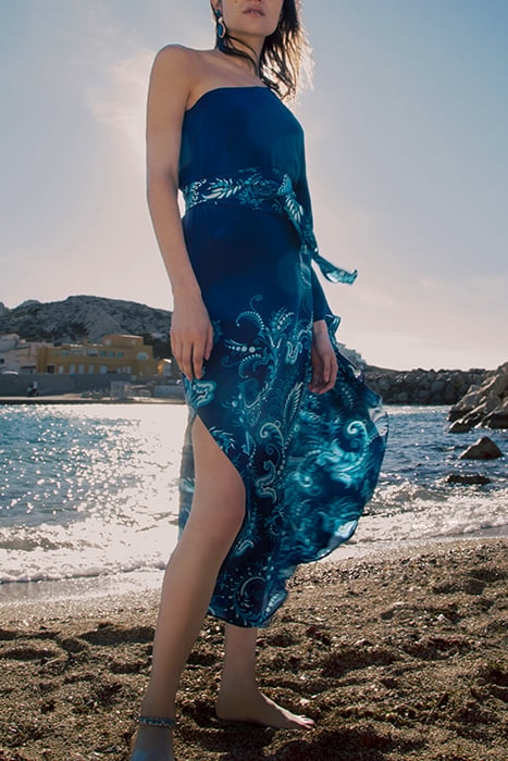 IKKS X GIGEEZ BLUE PAISLEY MOTIF ASYMMETRIC DRESS 7