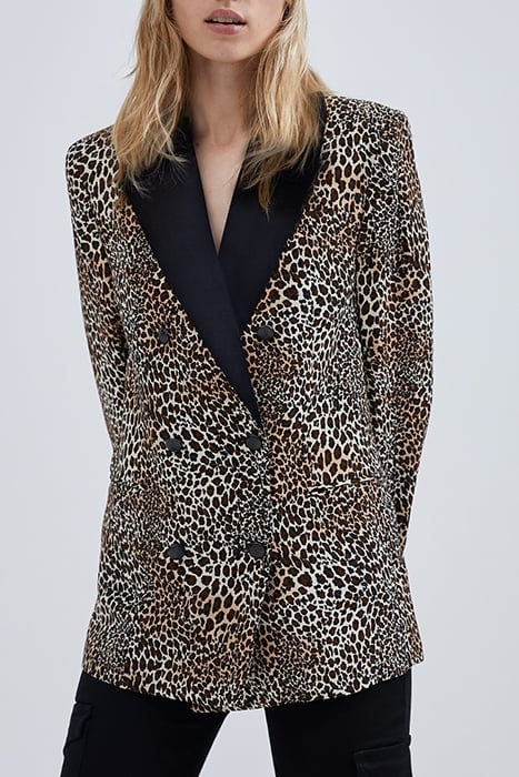 COGNAC SUIT JACKET WITH BABY LEOPARD PRINT 1