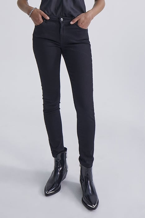BLACK SCULPT-UP SLIM JEANS WITH STUDS DOWN SIDES 1