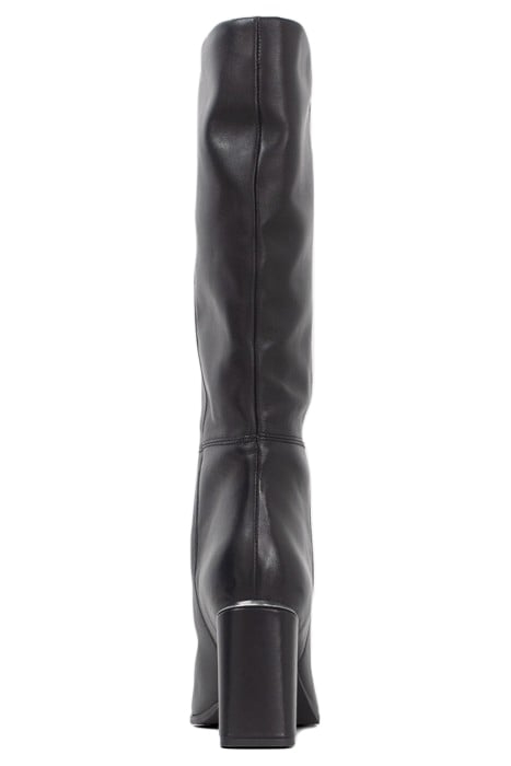 BLACK LEATHER HEELED BOOTS WITH METAL BAR 4