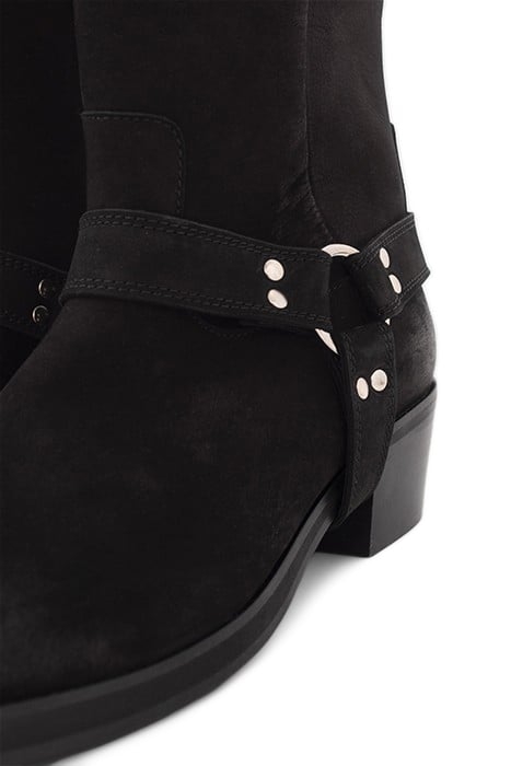 BLACK SUEDE BIKER-STYLE BOOTS 5