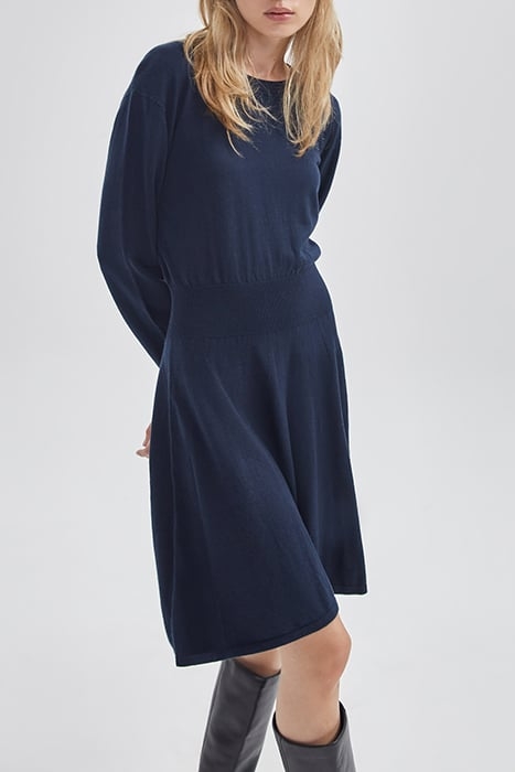 NAVY SWEATER DRESS WITH DIAMANTE BUTTONS 1