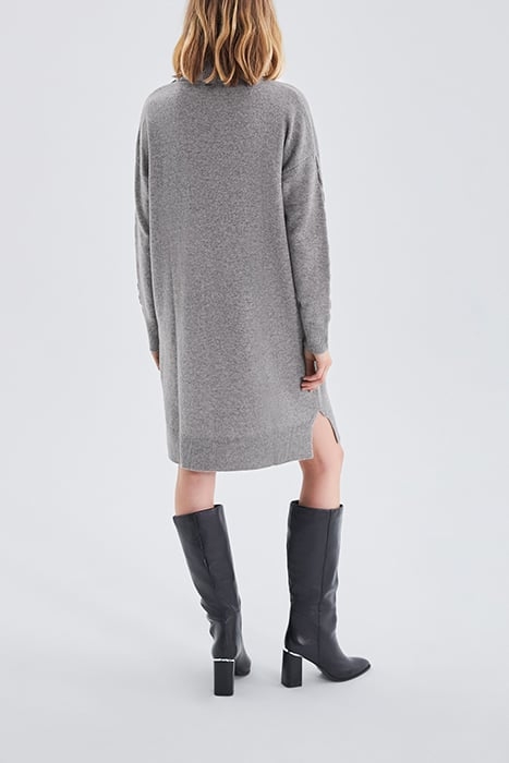 GREY KNIT DRESS, ENGRAVED BUTTONS ON SHOULDER 3