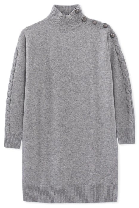 GREY KNIT DRESS, ENGRAVED BUTTONS ON SHOULDER 4