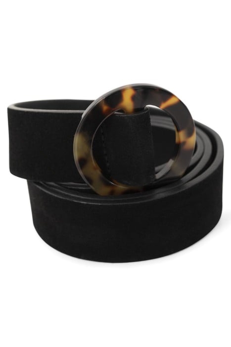 BLACK SUEDE BELT WITH TORTOISESHELL-STYLE BUCKLE 3