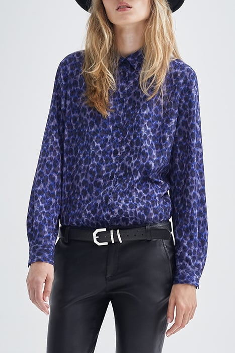 NAVY RECYCLED TACHIST PRINT SHIRT 1