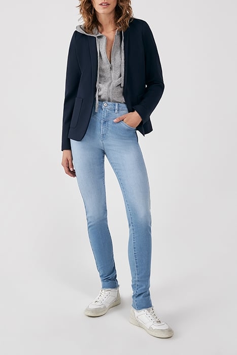 LIGHT BLUE FRINGED CUFF SCULPT UP SLIM JEGGINGS 2