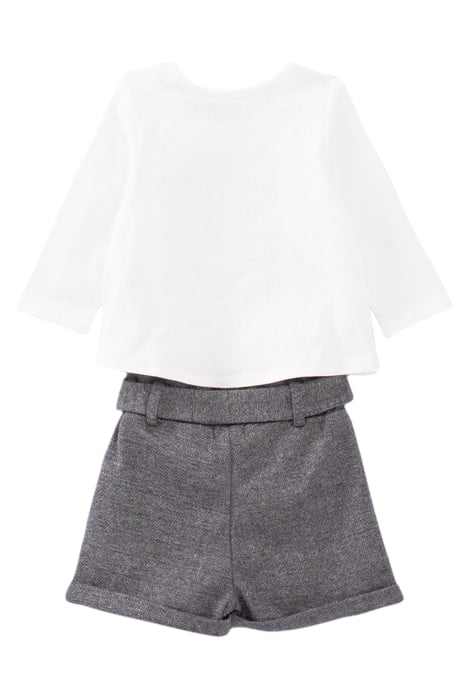 BABY GIRLS’ ECRU T-SHIRT AND GREY SHORTS OUTFIT 3