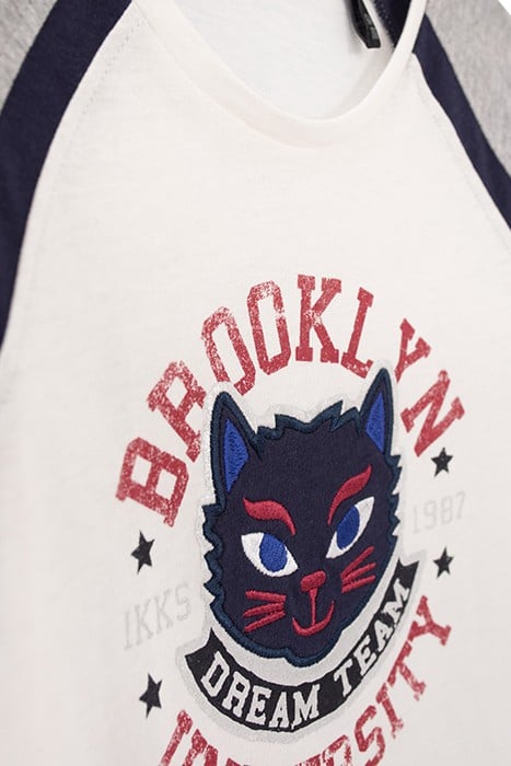 GIRLS’ OFF-WHITE EMBROIDERED CAT ORGANIC COTTON T-SHIRT 6