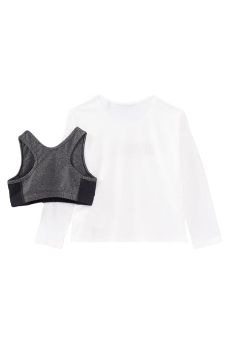 GIRLS’ 2-IN-1 WHITE T-SHIRT WITH GREY BRA TOP 3