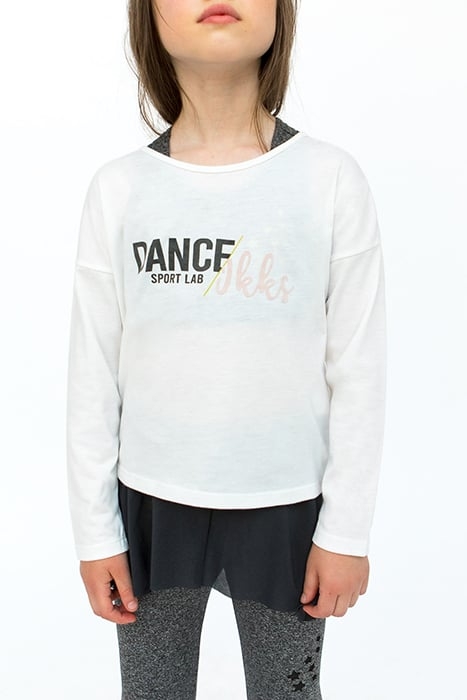 GIRLS’ 2-IN-1 WHITE T-SHIRT WITH GREY BRA TOP 1