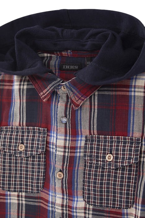 BOYS’ RED CHECK MIX SHIRT WITH DETACHABLE HOOD 4