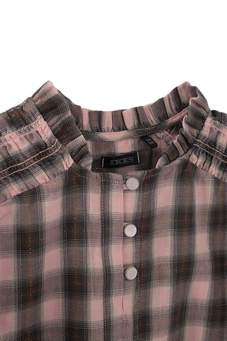 GIRLS’ PINK AND KHAKI CHECK CROPPED BLOUSE 5