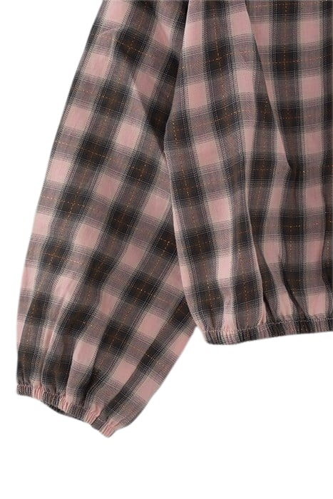 GIRLS’ PINK AND KHAKI CHECK CROPPED BLOUSE 3