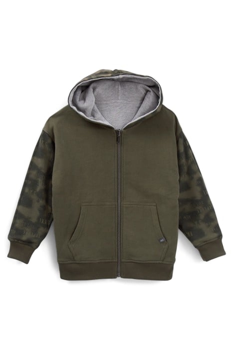 BOYS’ KHAKI/GREY REVERSIBLE HOODED CARDIGAN 2