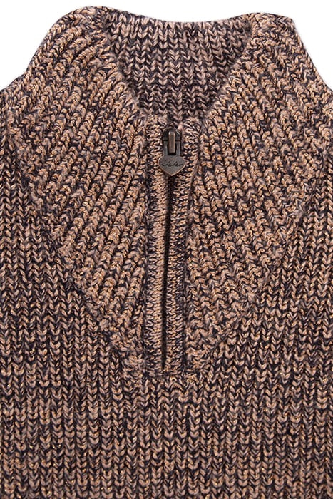 GIRLS’ PINK COPPER LUREX KNIT ZIP-NECK SWEATER 4