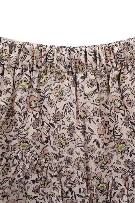 GIRLS’ BEIGE FLOWER PRINT ASYMMETRIC RUFFLED SKIRT 3