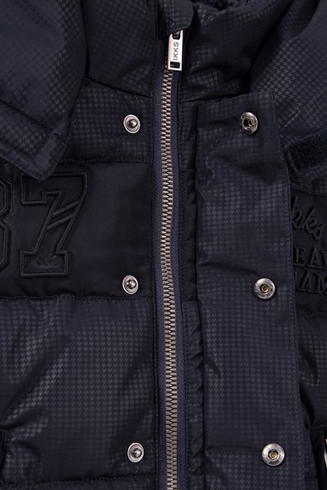 BOYS’ NAVY HOUNDSTOOTH MOTIF NYLON PADDED JACKET 6
