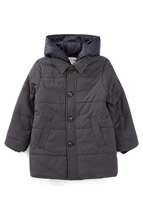 BOYS’ NAVY NYLON CHECK PADDED JACKET TRENCH COAT 1