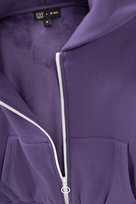 GIRLS’ PURPLE ZIPPED CARDIGAN WITH STRIPED BRAIDS 4