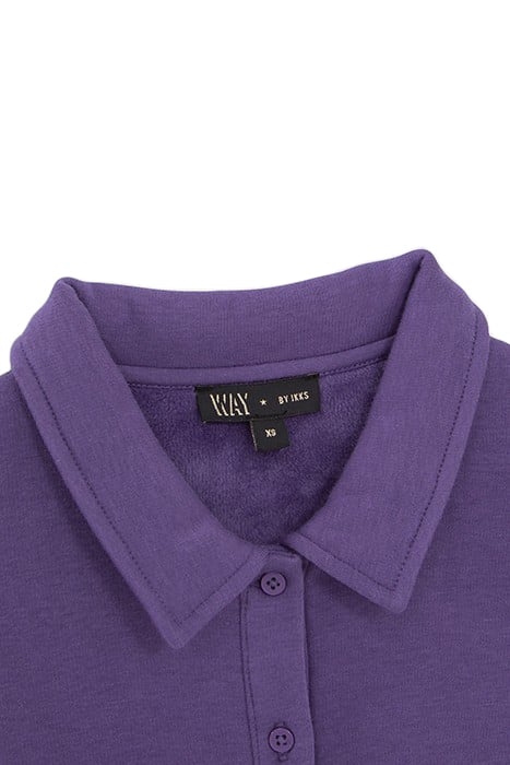 GIRLS’ PURPLE POLO SWEATSHIRT-DRESS, COLLEGE EMBROIDERY 4