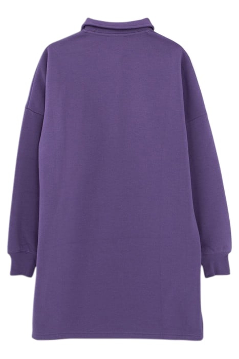 GIRLS’ PURPLE POLO SWEATSHIRT-DRESS, COLLEGE EMBROIDERY 2