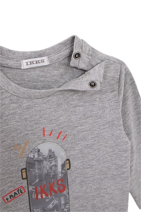 BABY BOYS’ GREY T-SHIRT WITH LENTICULAR SKATEBOARD IMAGE 4