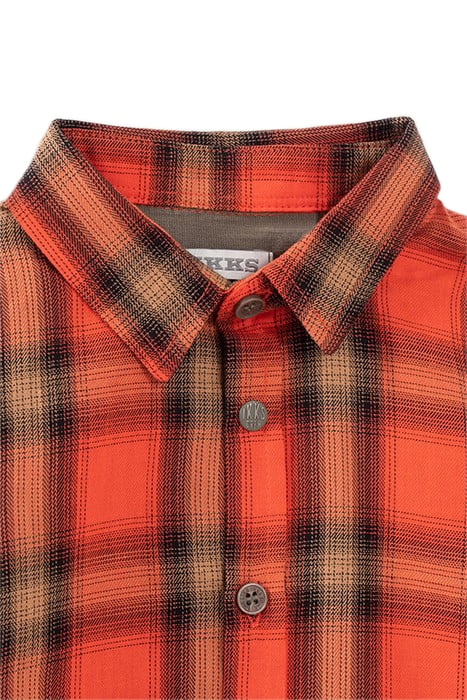 BABY BOYS' ORANGE CHECK SHIRT WITH PRINTED JERSEY BACK 3