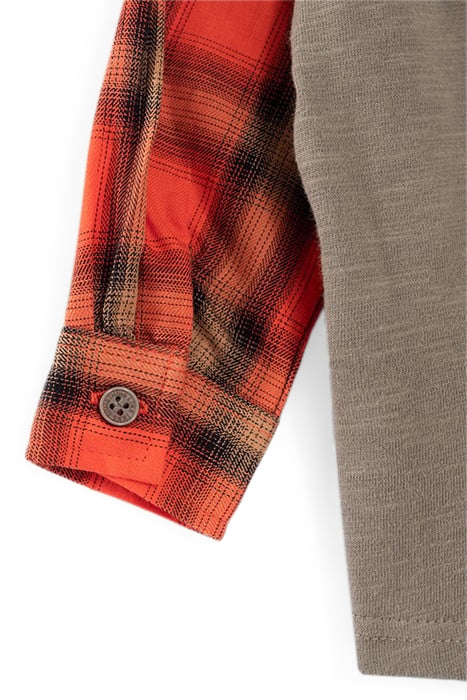 BABY BOYS' ORANGE CHECK SHIRT WITH PRINTED JERSEY BACK 4