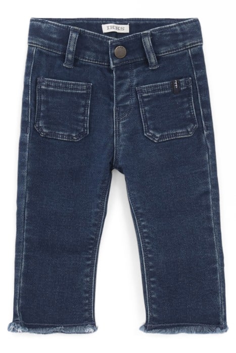 BABY GIRLS’ BLUE JEANS WITH FRINGED CUFFS AND SCARF BELT 3