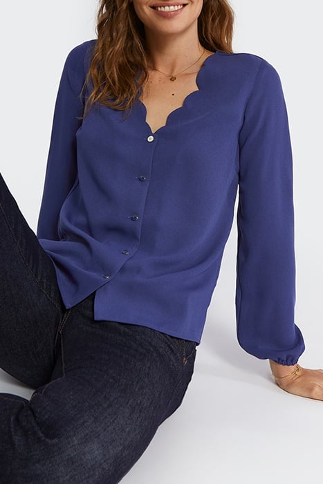 SAPPHIRE BLUE BLOUSE WITH SCALLOPED NECKLINE 4