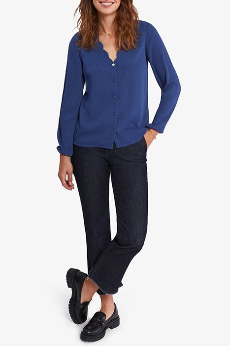 SAPPHIRE BLUE BLOUSE WITH SCALLOPED NECKLINE 1