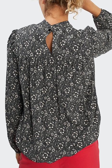 BLACK GRAPHIC FLOWER PRINT BLOUSE 3