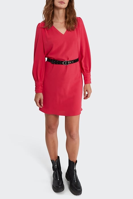 FLASH PINK DRESS WITH DRAPED CUFFS 3