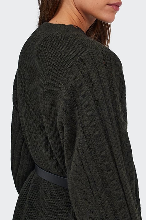 KHAKI KNIT MID-LENGTH CARDIGAN, DECORATIVE SLEEVES 6