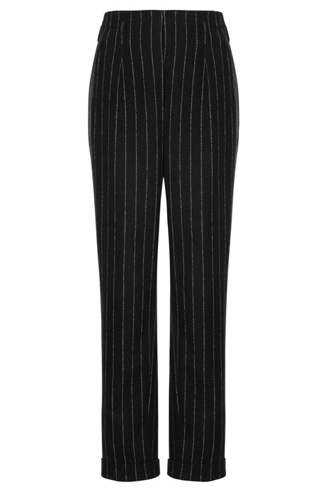 STRETCH WOOL PINSTRIPE TROUSERS BLACK 3