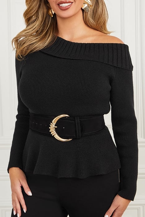 MARISOL SWEATER TOP JET BLACK KNITTED 1
