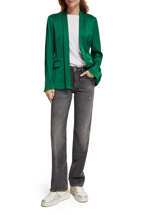 BELTED SATIN SINGLE BREASTED BLAZER PINE TREE 6