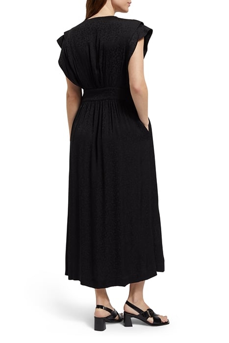 SLEEVELESS VISCOSE WRAP DRESS BLACK 3