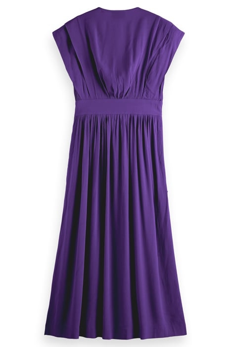 SLEEVELESS VISCOSE WRAP DRESS AUBERGINE 2