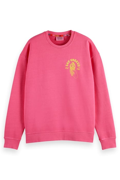 GARMENT-DYED ARTWORK SWEATSHIR TROPICAL PINK 1