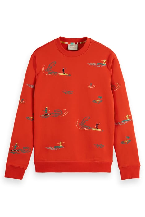 ALL-OVER EMBROIDERY SWEATSHIRT BOAT RED 1