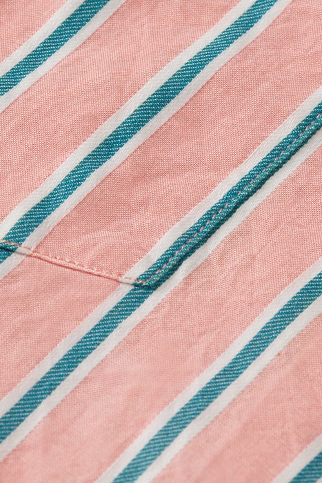 DOBBY STRIPE ROLL UP SLEEVES CORAL STRIPE 4